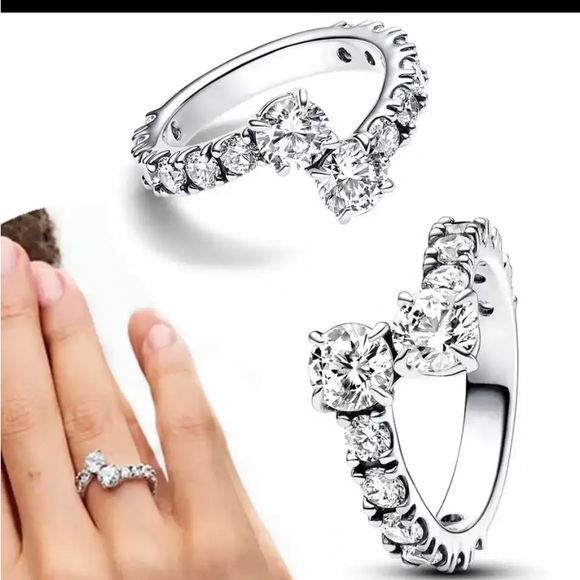 Pandora sparkling overlapping band ring - Picture 4 of 5